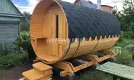 Баня бочка Компакт  с крыльцом фото 3