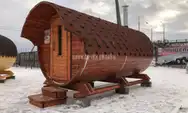 Баня бочка Люкс  с козырьком фото 5