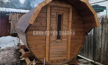 Баня бочка 3 метра + 50см козырек №330 фото 1