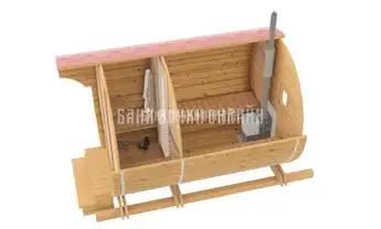 Баня бочка 3 метра + 50см козырек №330 фото 2