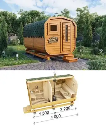 Баня квадробочка Люкс вход с торца