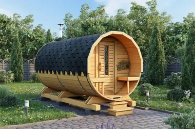 Баня бочка Компакт  с крыльцом