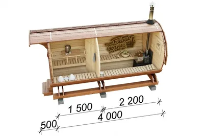 Баня бочка Люкс с козырьком