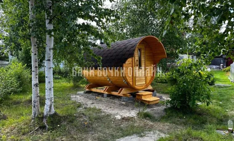 Баня Бочка Люкс С Козырьком #324 Баня Бочка Люкс С Козырьком #324