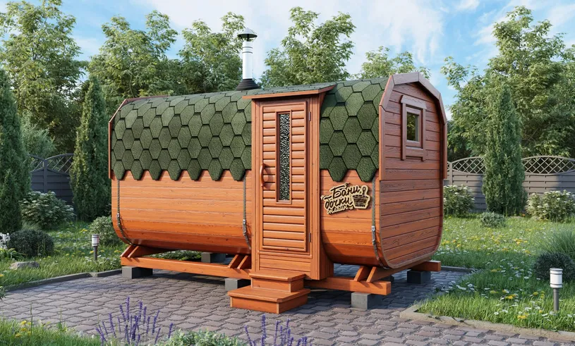 Баня квадробочка Люкс вход с боку